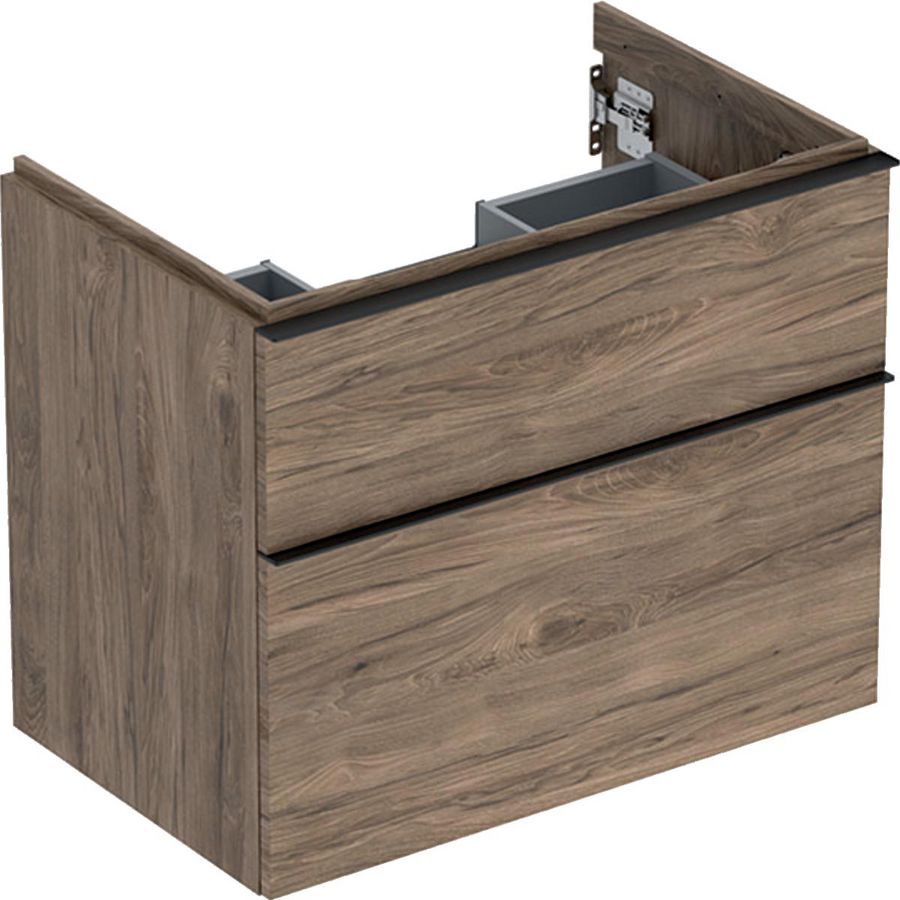 iCon wastafelonderkast 2x la 75cm noten hickory melamine / greep lava mat