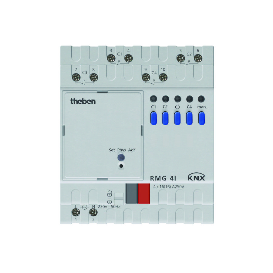 Schakelactor 16A C-last basismodule RMG 4I KNX