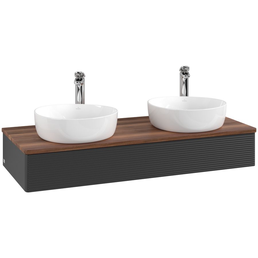 Wastafelonderkast Antao 1200x190x500mm Black Matt Lacquer L13152PD