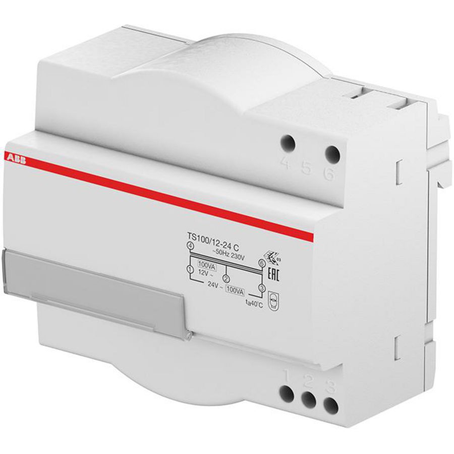Veiligheidstrafo 12-24V 100 VA 6 modules