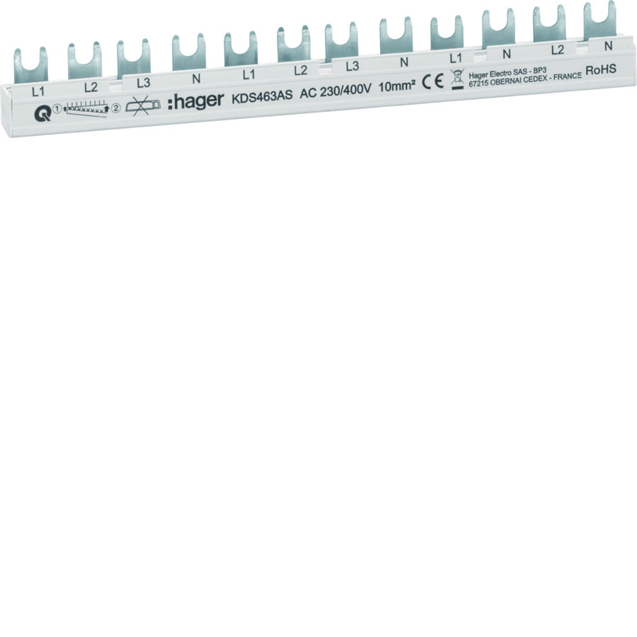 12mod kamrail 63 A 3p+N / 3p+N / 1p+N / 1p+N Quickbusbar