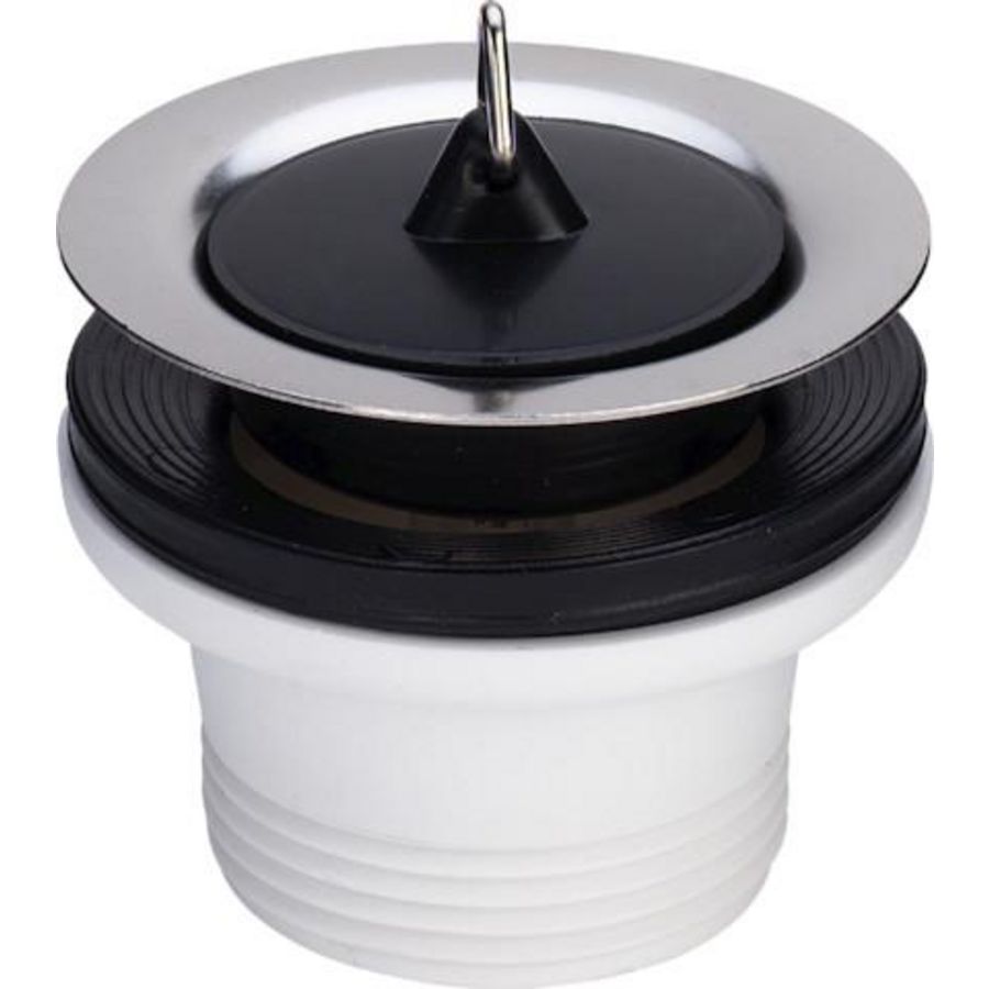 Simplex afvoerplug 1.1/2"x70mm RVS PP opbouwhoogte 40mm incl. plugstop