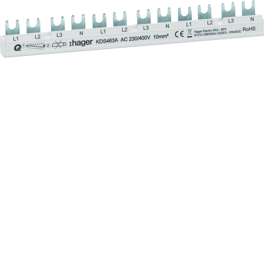 12mod kamrail 63 A 3p+N / 3p+N / 3p+N Quickbusbar