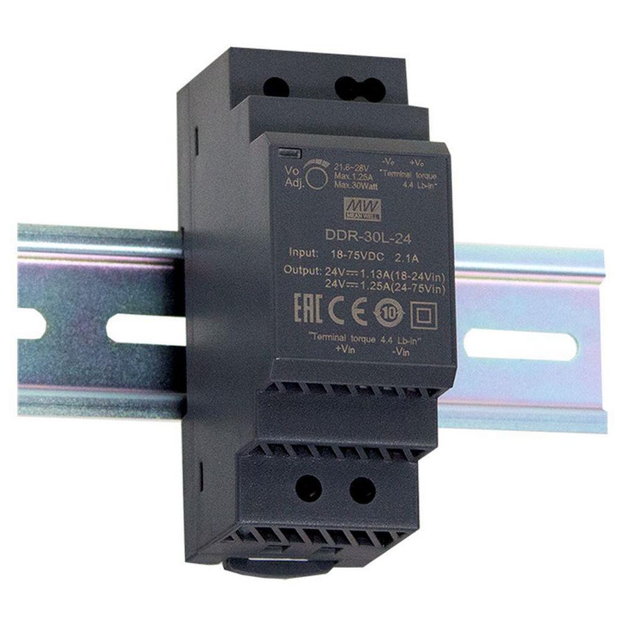 DC-DC extra small ind DIN rail conv 30W 24V 9-36Vdc