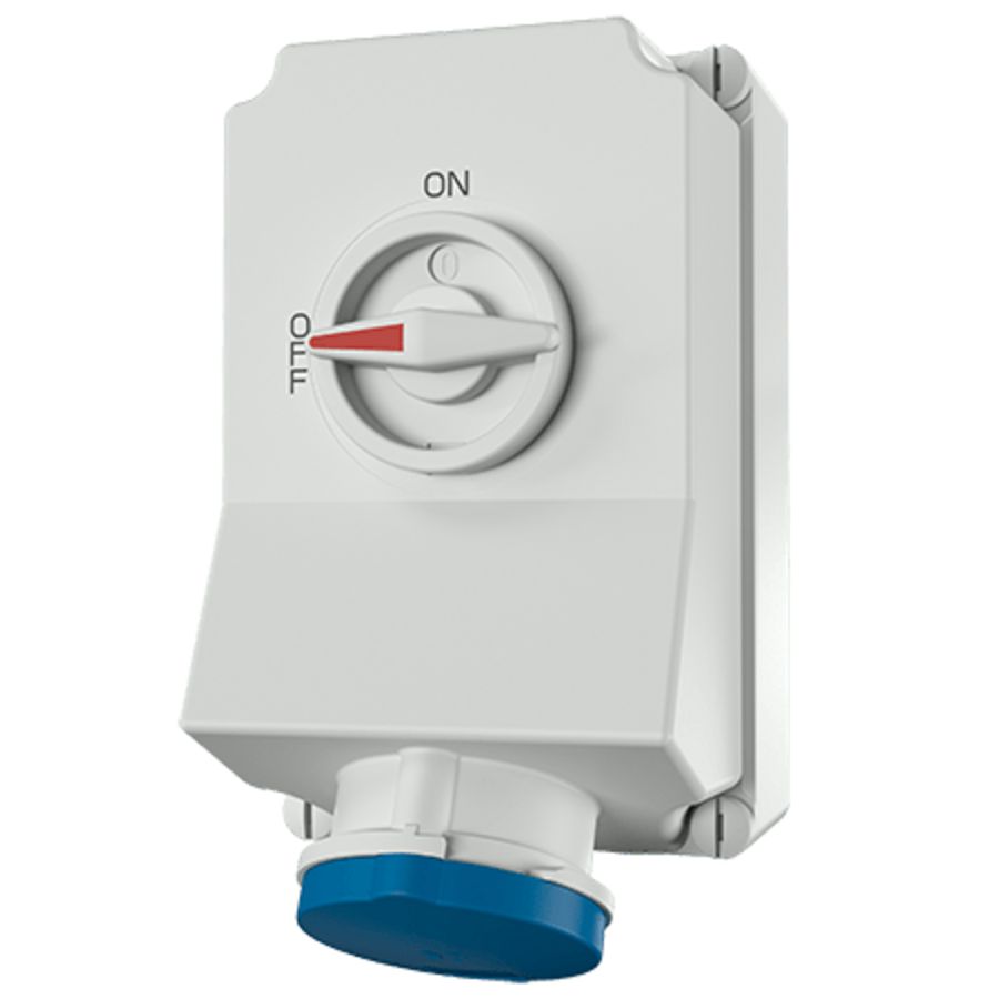 Wandcontactdoos 63A 4-polig  9H 230V IP44 DUO