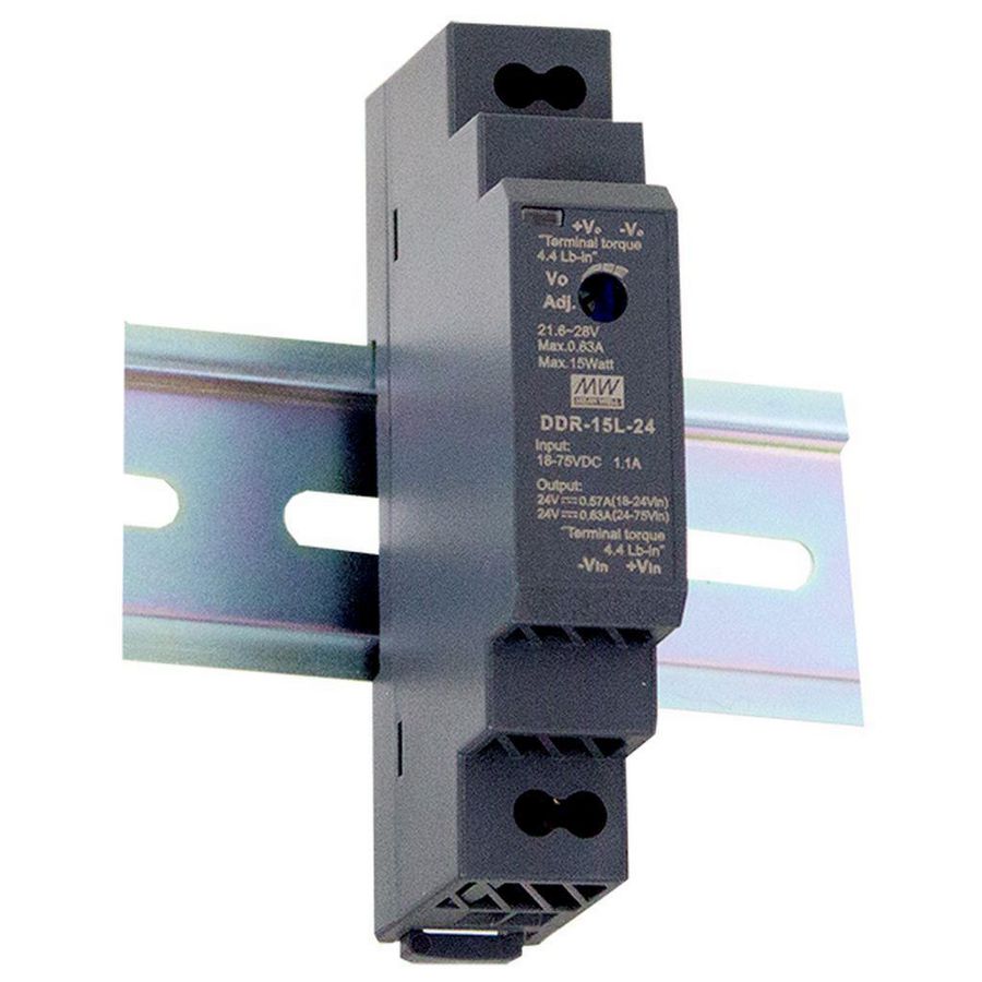 DC-DC extra small ind DIN rail conv 15W 12V 9-36Vdc