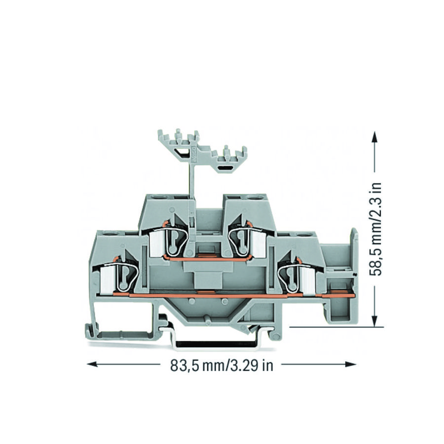 2-etageklem Rijg-/rijgklem+extra dwarsbrug gr 281-620 VVE=50