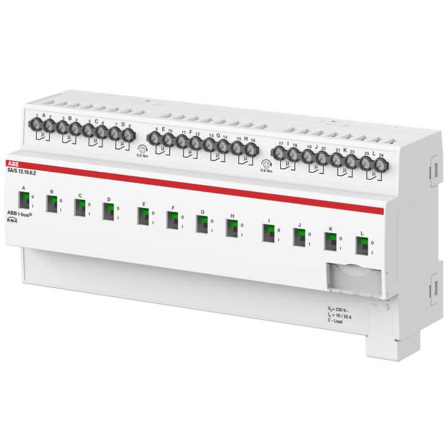 Schakelaktor KNX 230V AC 12 x 16/20AX C-last DIN-rail (SA/S12.16.6.2)
