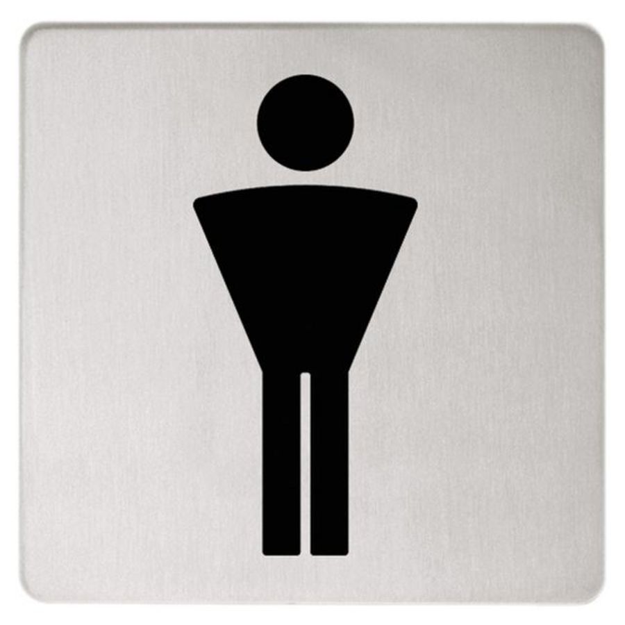 Deurschild symbool heren verchroomd