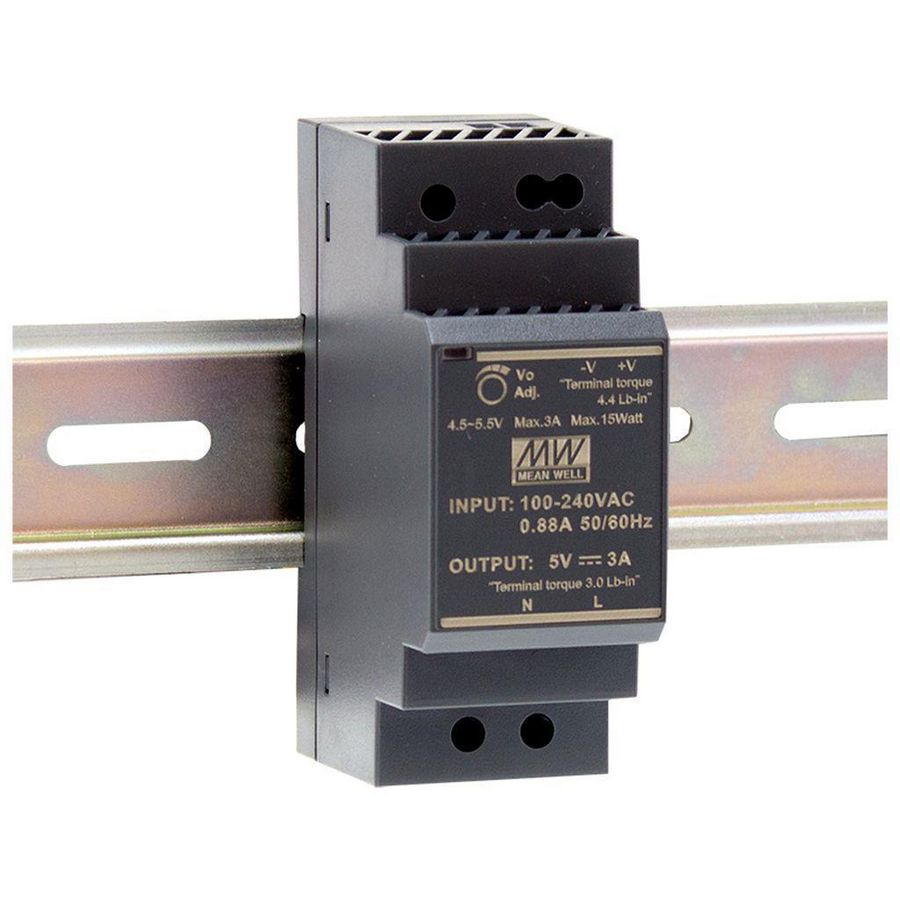 AC-DC DIN rail PSU Slim step shape 30W 15V