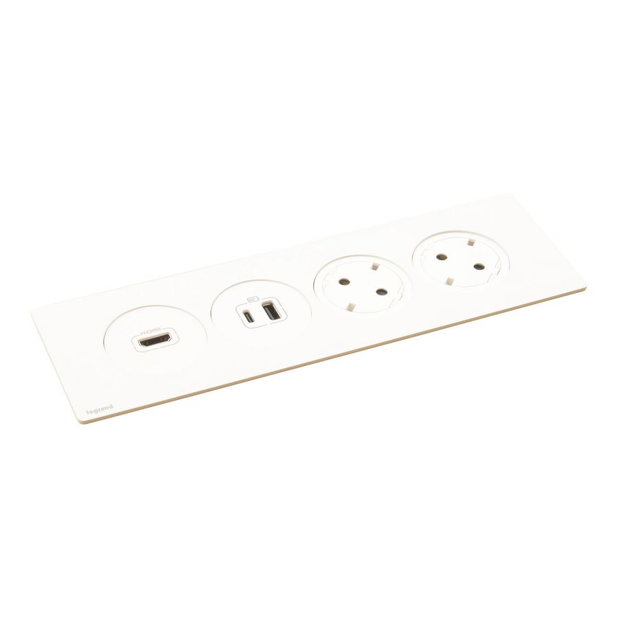 Mechanismen 4x met-2 Wandcontactdoos + HDMI +USB-wit Disq"in