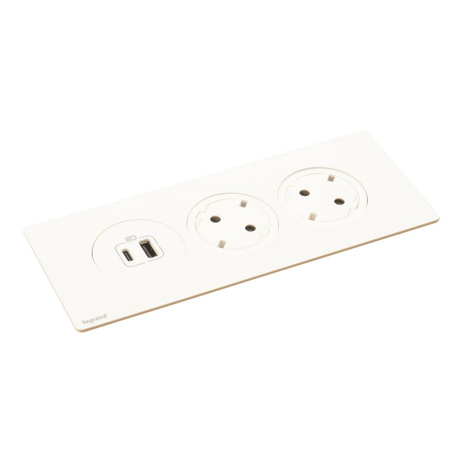 Mechanismen 3x met 2 Wandcontactdoos + USB wit Disq"in