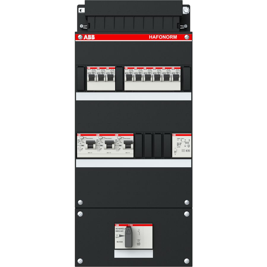 Groepenkast 9 groepen achter 3x30mA + T + HS 3-fase
