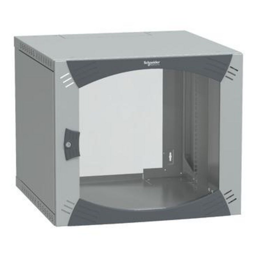 Wandkast 9HE Vast raam 19" Ruitdeur 515x600x600mm RAL7035