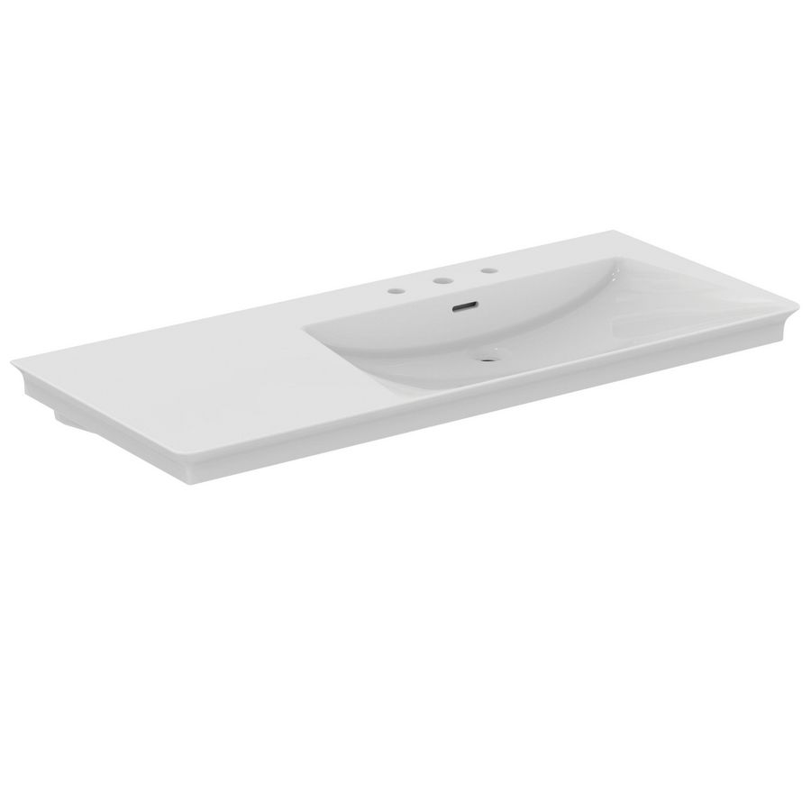 Wastafel 1260x535x145mm wit 3 kraangaten overloop La Dolce Vita Vanity E269701