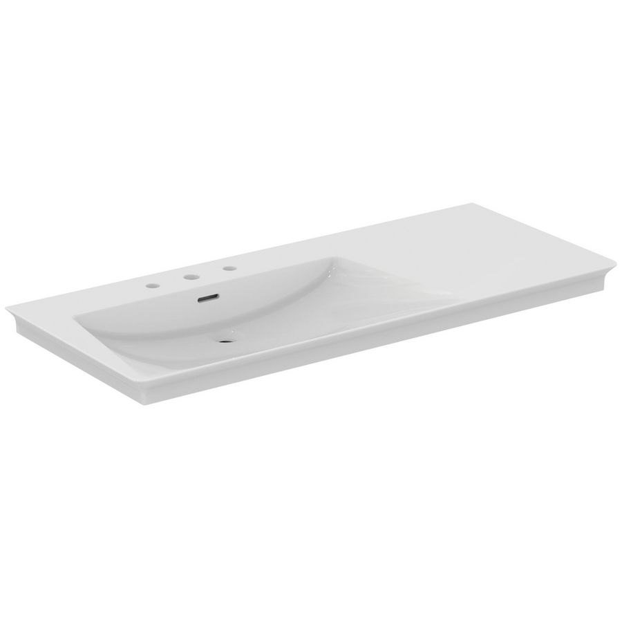 Wastafel 1260x535x145mm wit 3 kraangaten overloop La Dolce Vita Vanity E269601
