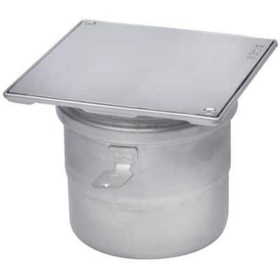 Vloerput RVS304 145x145mm onderuitlaat 110mm luchtdicht afsluitbaar incl. vacuumzuignap