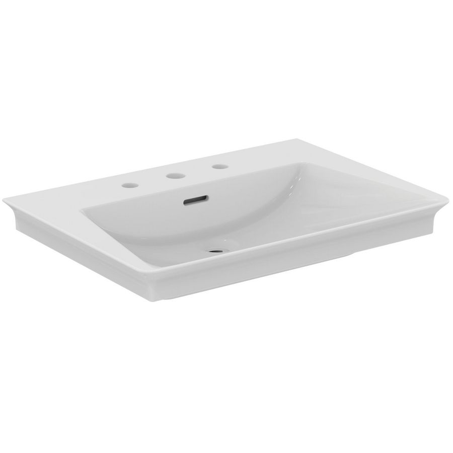 Wastafel 660x470x145mm wit 3 kraangaten overloop La Dolce Vita Vanity
