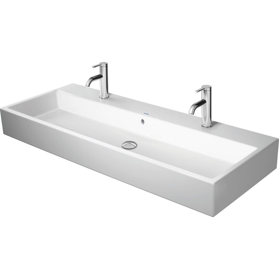 VERO AIR #235012 wastafel 1200mm wit met 2 kraangaten met overloop