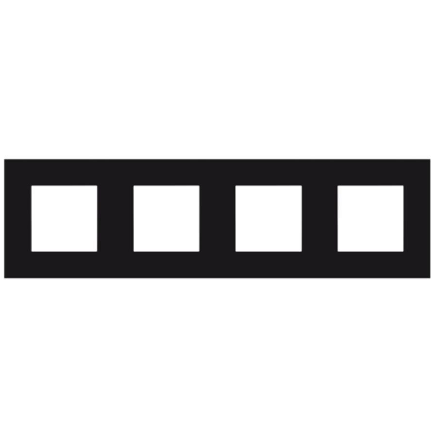 4-voudig afdekplaat hoh 71mm Pure steel black