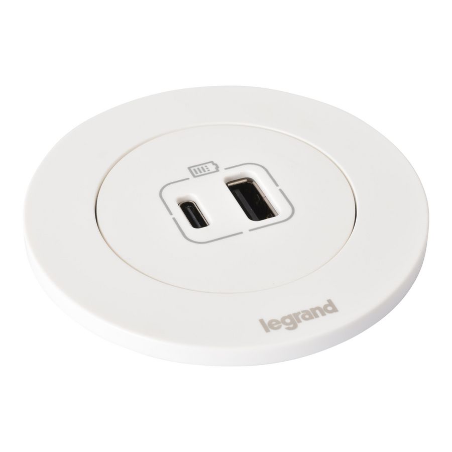 USB A+C 15W wit + stekker+snoer L0,5m. Disq60