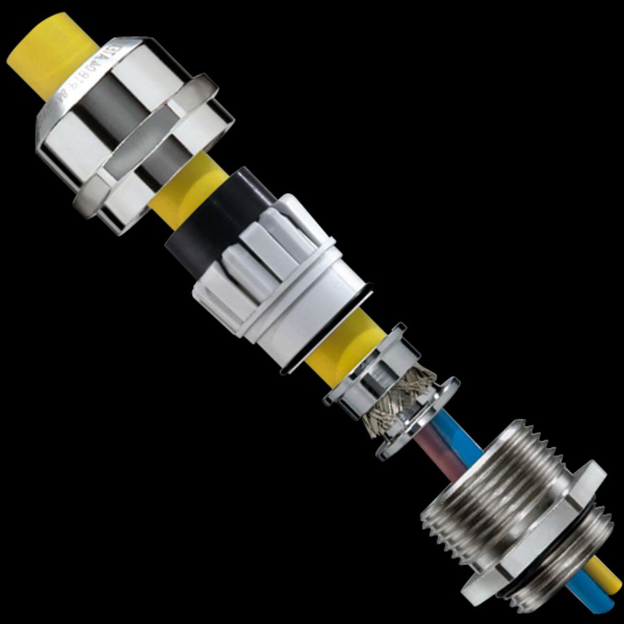 EMC-wartel, ATEX messing vernikkeld M16x1,5 doorlaat 4,5-10mm scherm 7,5mm (EMSKE16EMV-Z) VVE=50