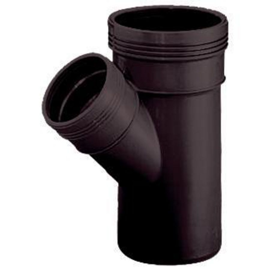 Wafix PP manchet verloop T-stuk 45° 75x50mm zwart 2x mof/spie