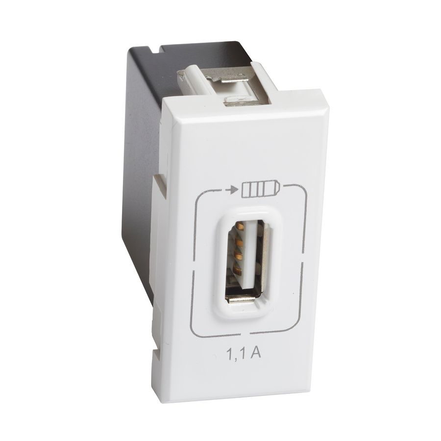 USB-lader 1,1A 1 module Wit Axolute