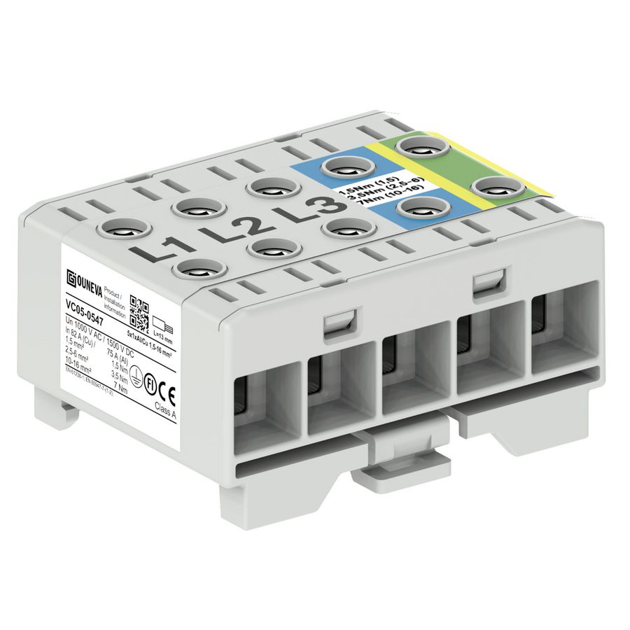 OTL aansluitklem 1,5-16mm² 5x1xAl/Cu DIN-rail