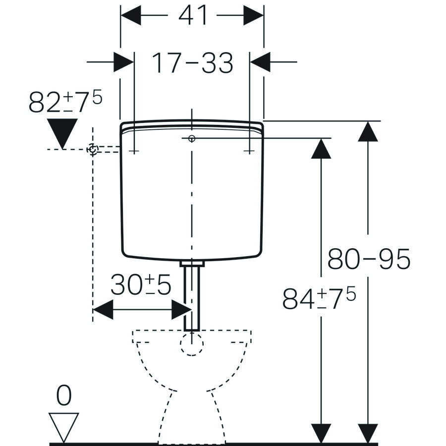 Reservoir laaghangend AP140 2-toets spoeling wit 6/3ltr. (Twico) met dekselvergrendeling