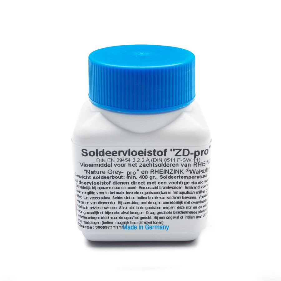 Soldeervloeistof ZD-pro v. RHEINZINK prePATINA blue-grey/graphite-grey gepatineerd zink 0,1 kg