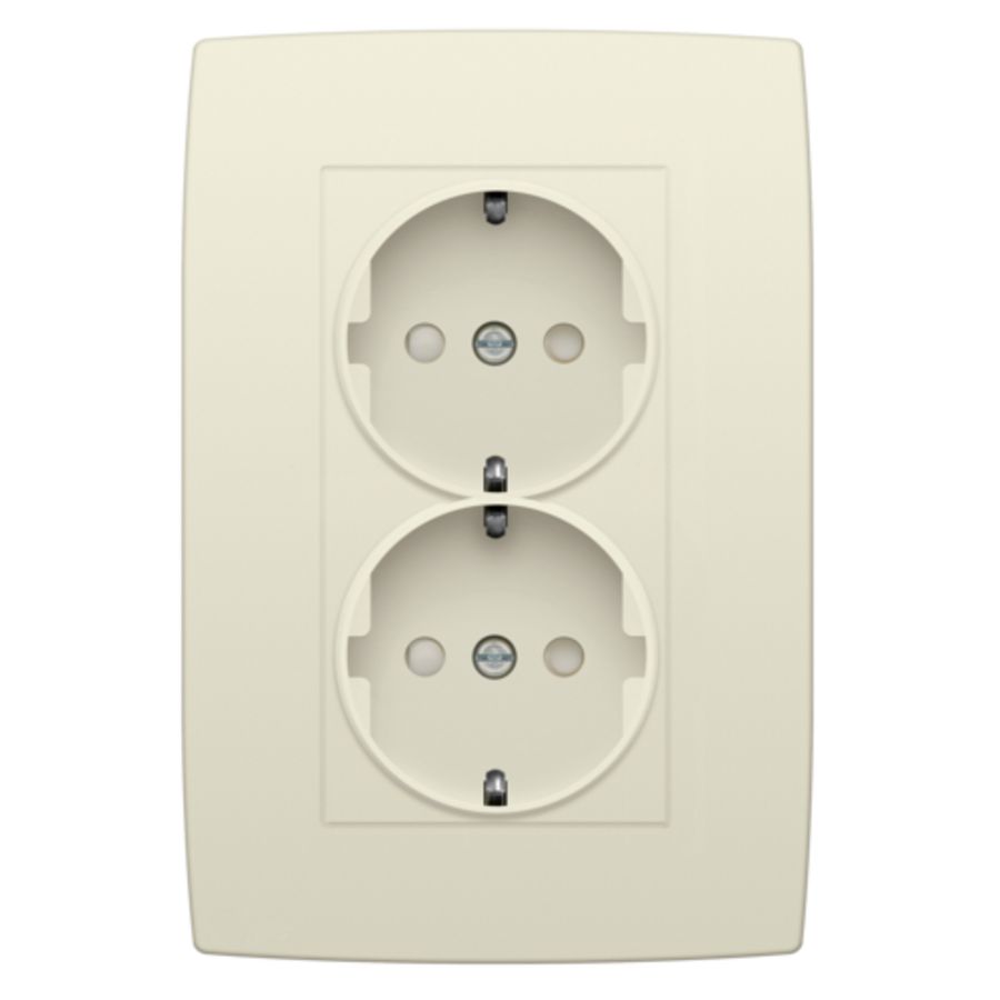 Dubbel stopcontact randaarde beschermingsafsluiters cream