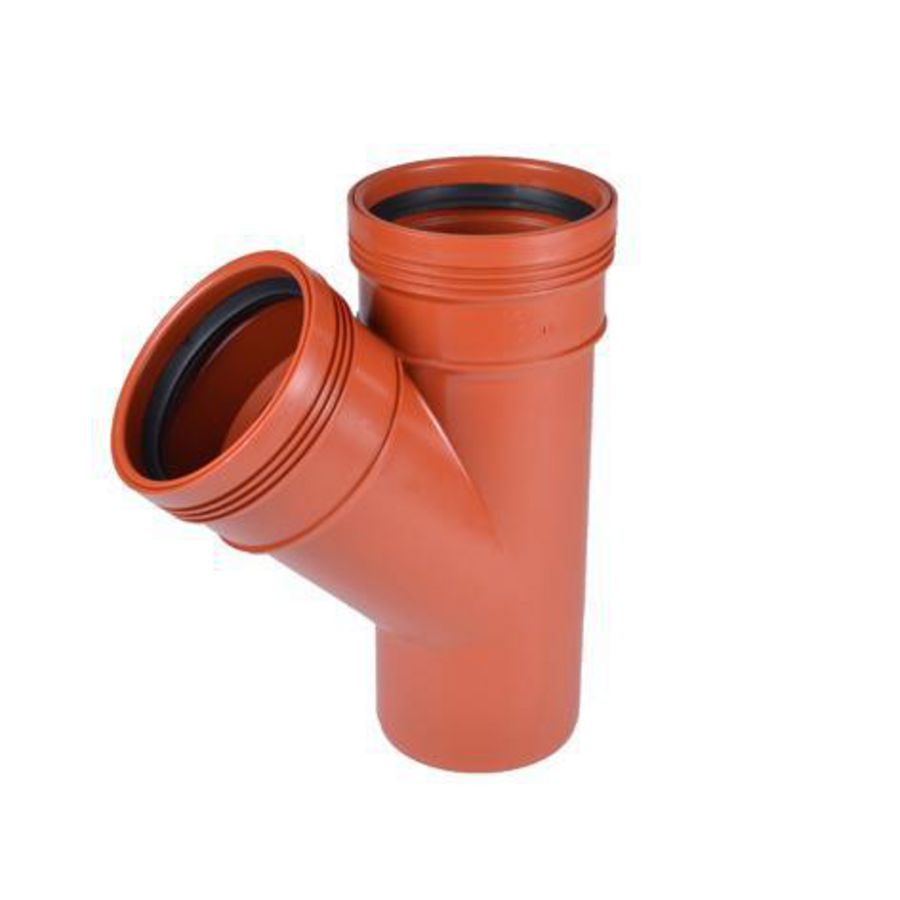 Wafix PP manchet T-stuk 45° 125mm wit 2x mof/spie