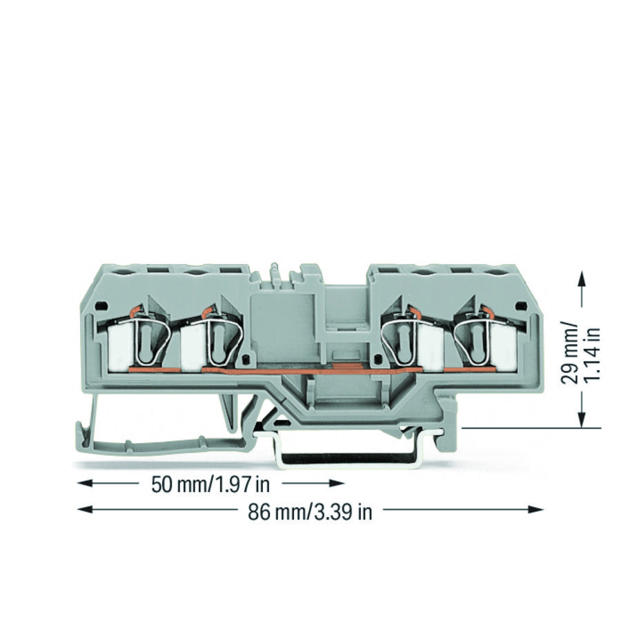 4-draads rijgklem 4mm² Markering midden grijs 281-652 VVE=50