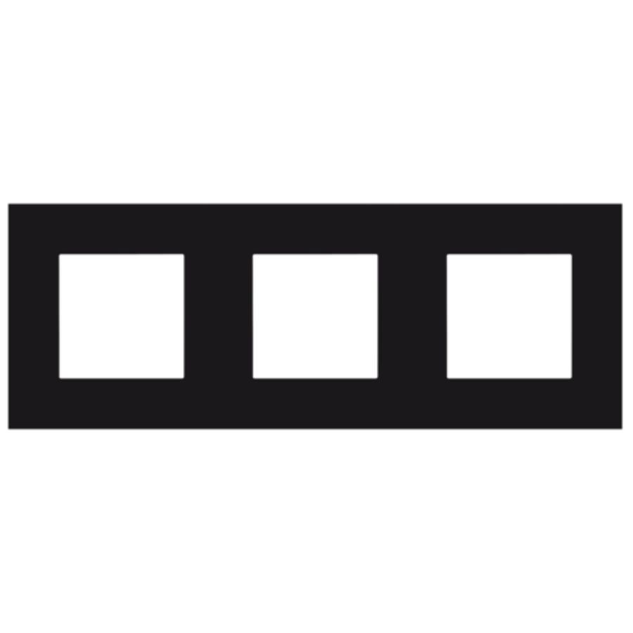 3-Voudige afdekplaat 71mm centerafst. Pure steel black