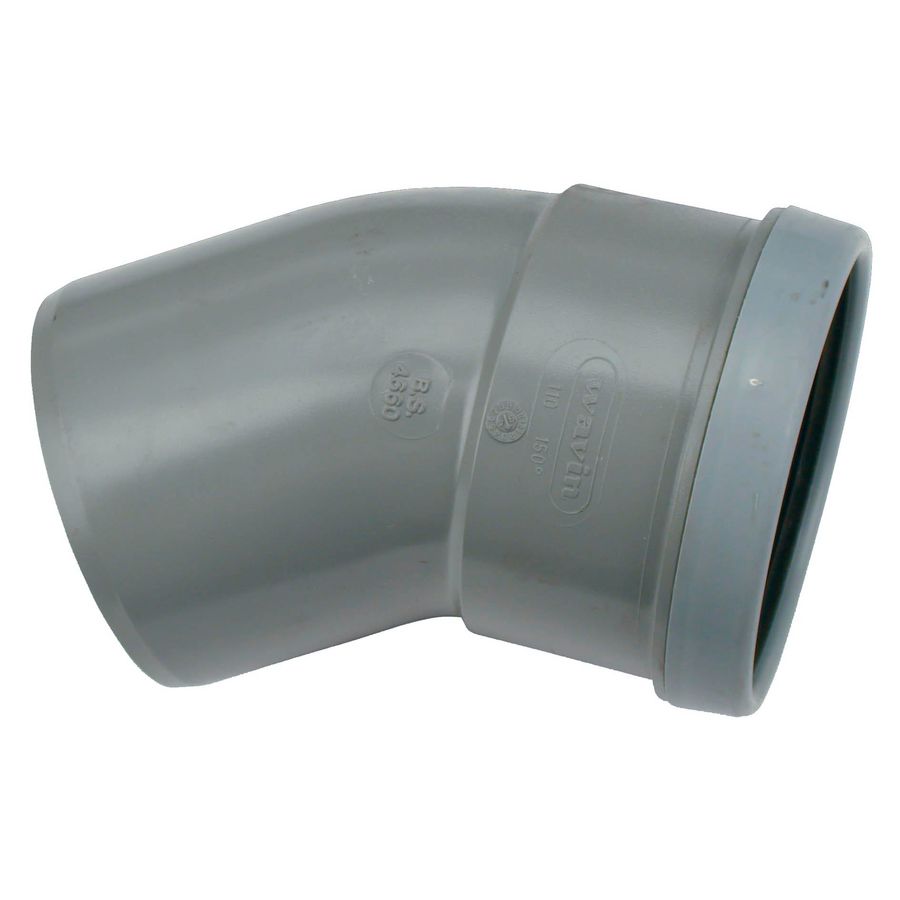 Wafix PVC manchet bocht 30° 160mm SN4 grijs mof/spie