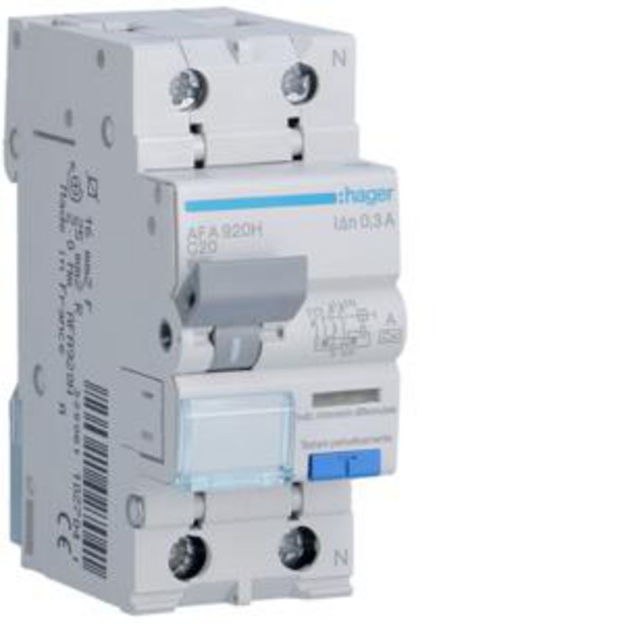 Aardlekautomaat 1P+N 20A C-karakteristiek 6kA 300mA klasse A