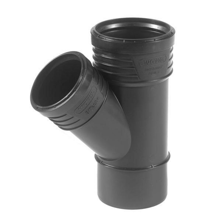 Sitech+ geluidsarm PP T-stuk 45° zwart 110mm