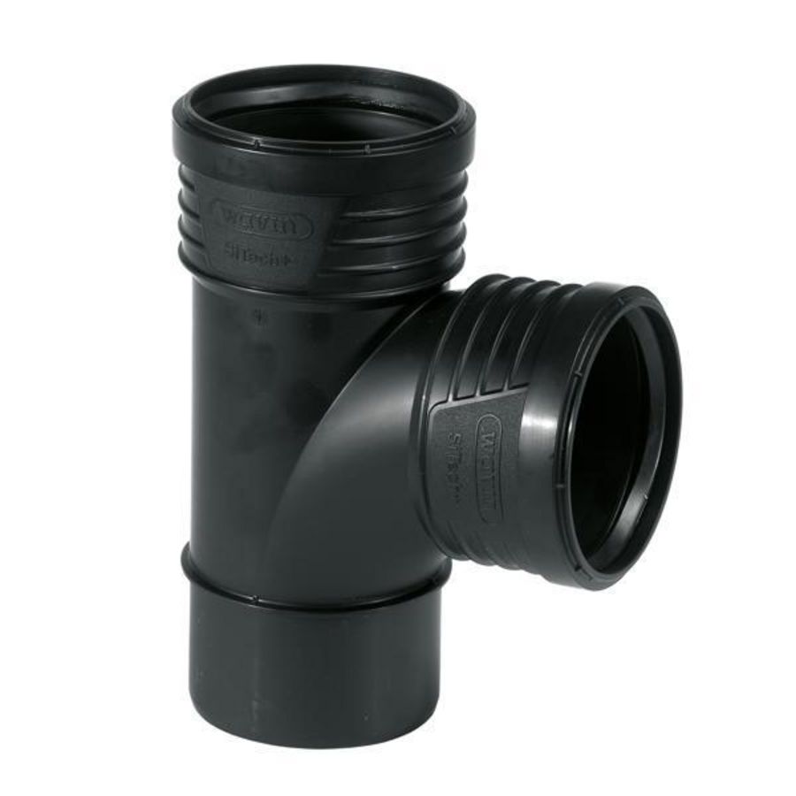 Sitech+ geluidsarm PP Stroom T-stuk 87,5° zwart 90mm