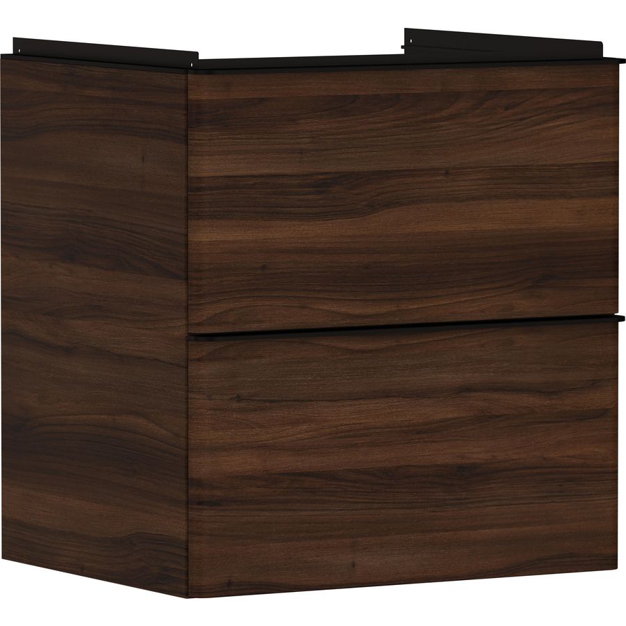 Onderkast Dark Walnut 580x475mm 2x la tbv wastafel greepkleur mat zwart Xelu Q 54026670