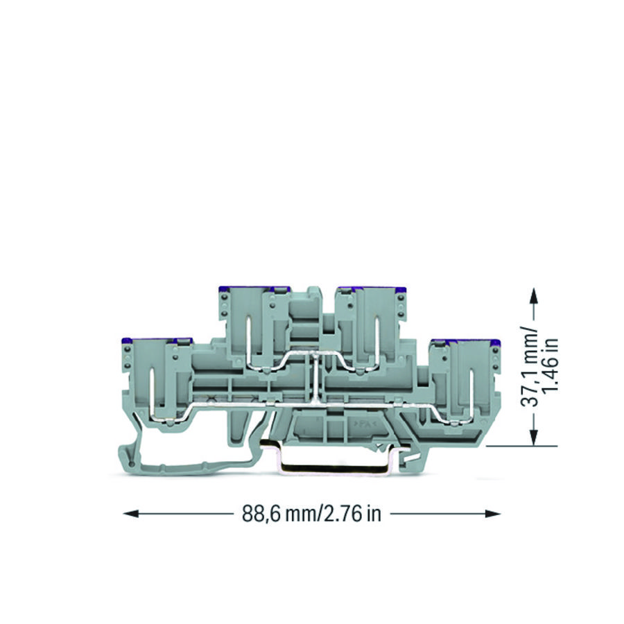 4-pins 2-etage basisklem 4-pins rijgklem L grijs VVE=50