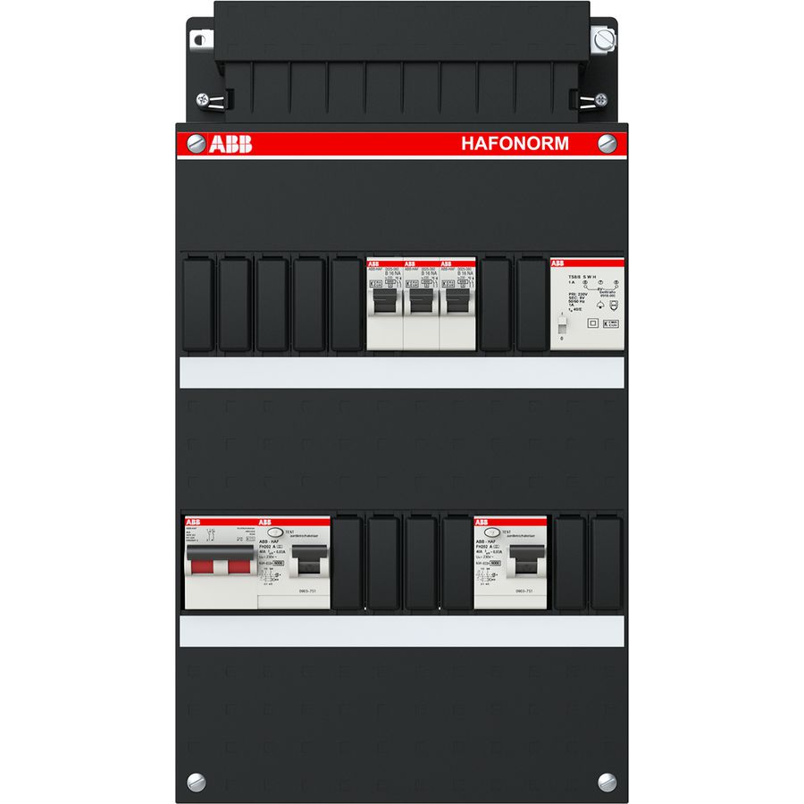 Groepenkast 3 groepen achter 2x30mA + T + HS 1-fase 1SPF006907F0122