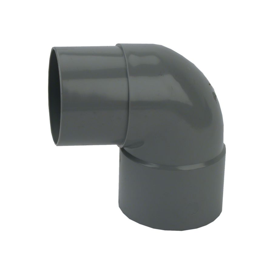PVC HWA bocht 88° 80mm grijs mof/verjongde spie