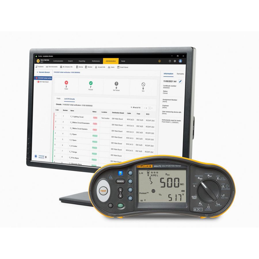 Fluke 1664 FC SCH installatietester+Trutest Advanced licenti