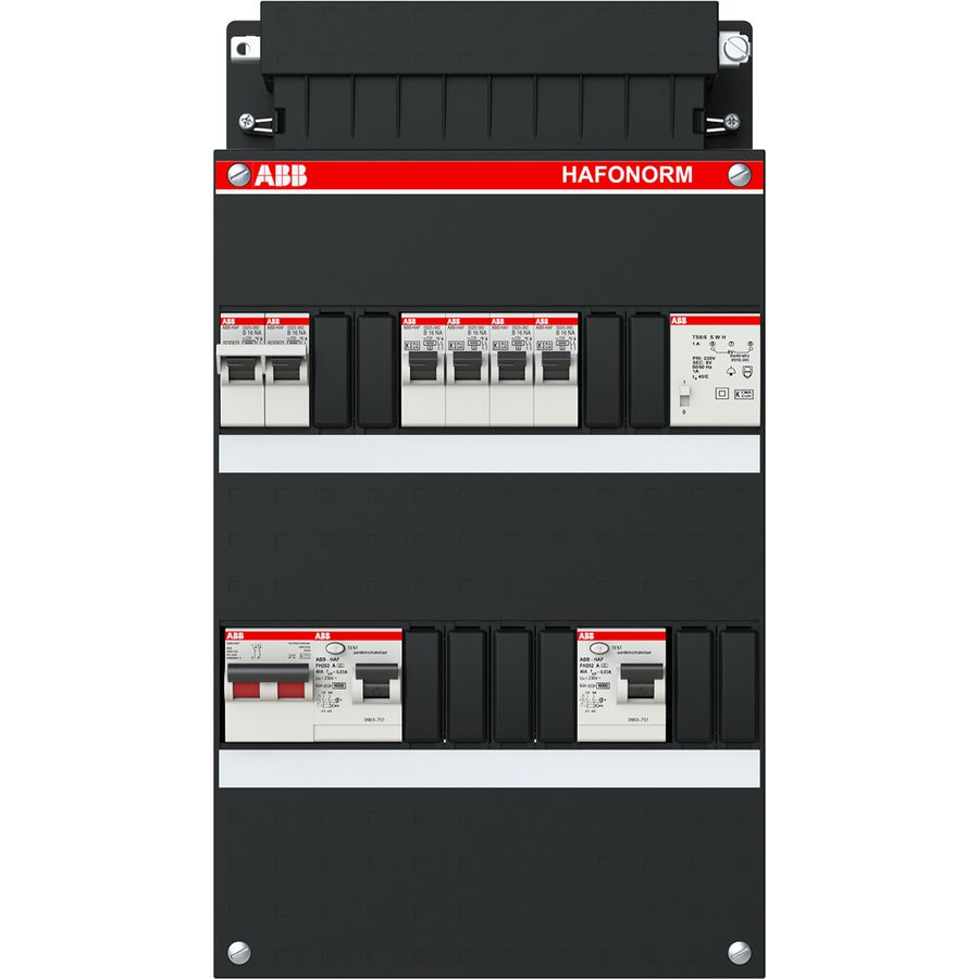 Groepenkast 4 groepen achter 2x 30mA+FT+HS 1-fase 1SPF006907F0281