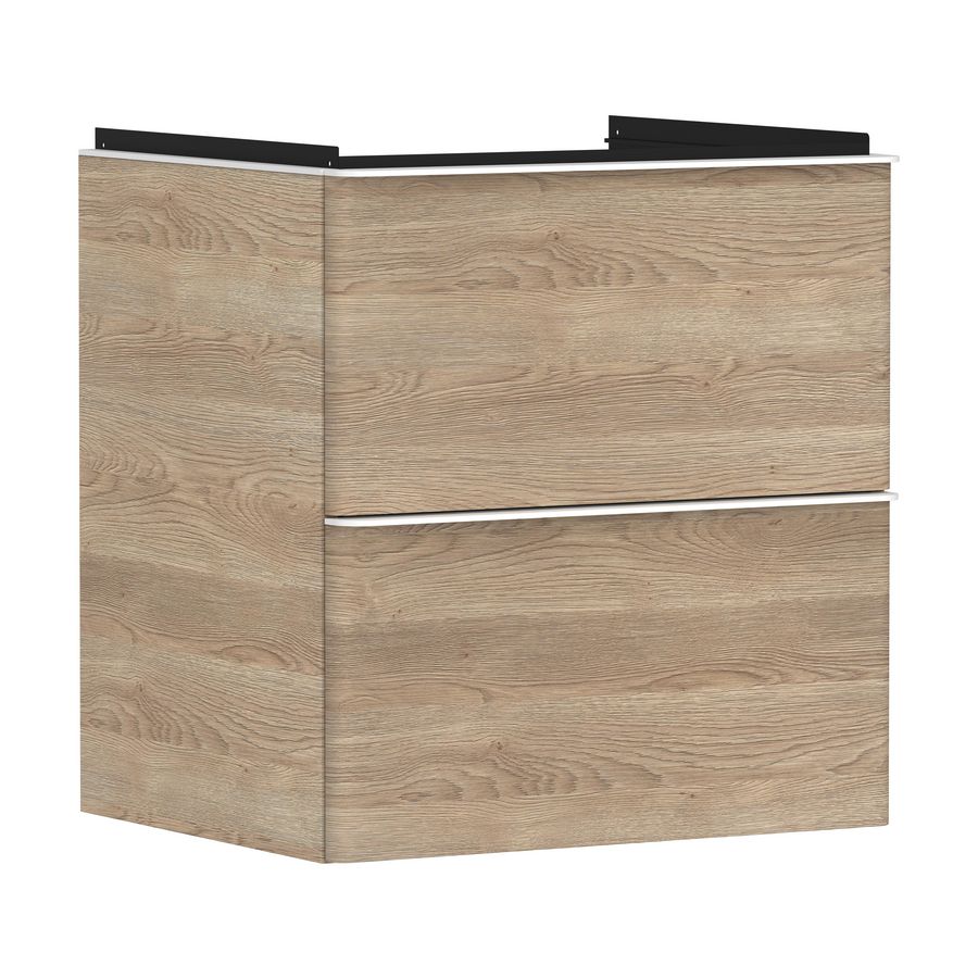 Onderkast Natural Oak 580x475mm 2x la greepkleur mat wit tbv wastafel Xelu Q 54025700