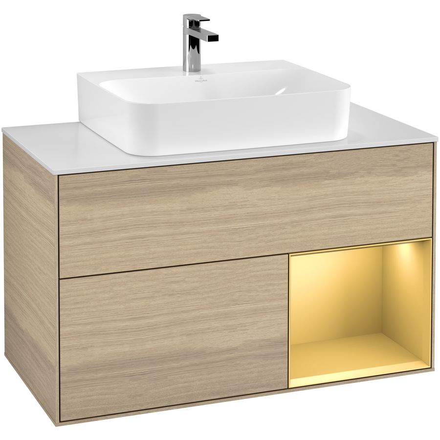 Wastafelonderkast Finion 1000x603x501mm Oak Veneer G121HFPC