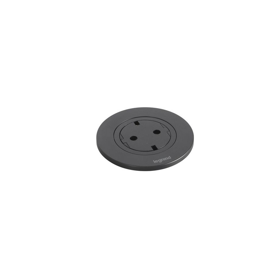 Wandcontactdoos zwart + stekker+snoer L2m. Disq60