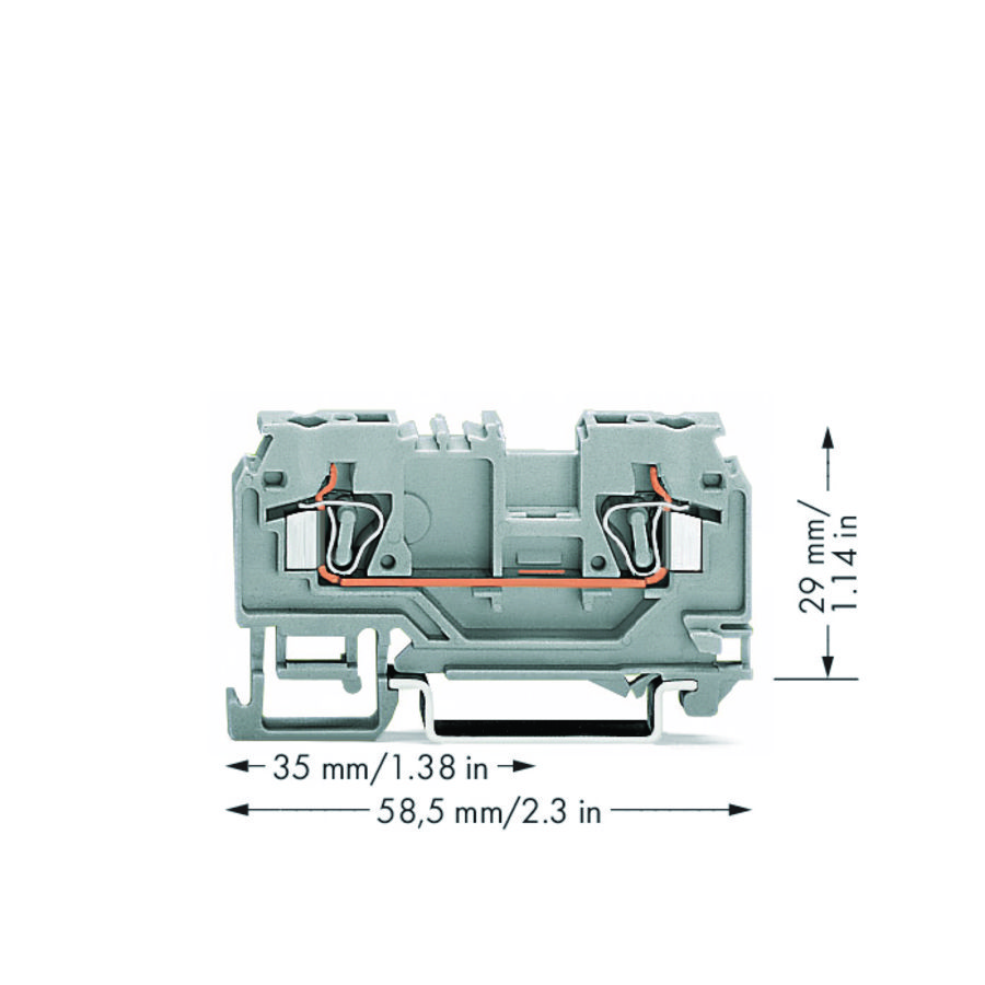 2-draads rijgklem 4mm² test grijs 880-901 VVE=100