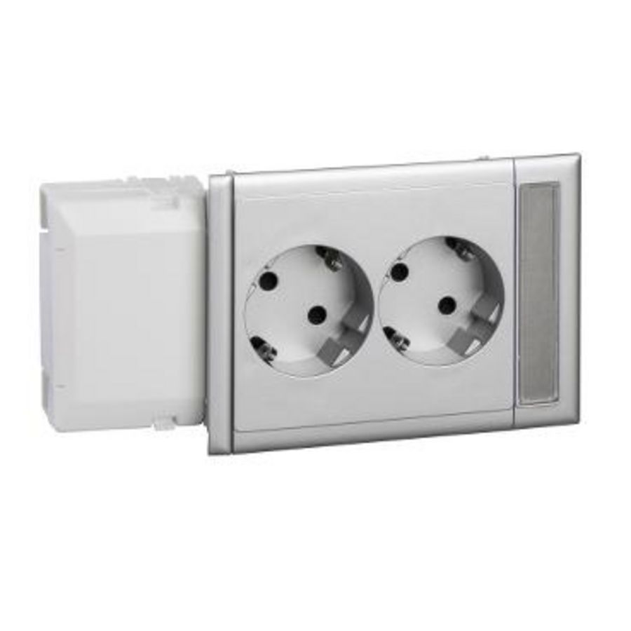 CYB-PS contactdoos 2-voudig RA Tekstlabel L=110mm Aluminium